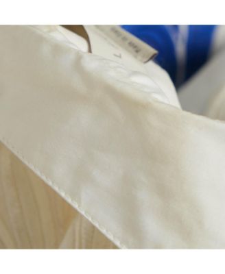 Women's White/blue Embroidered Cotton Long Sleeve Shirt