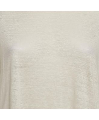 Women's Cream Linen Knit Short Sleeve Top