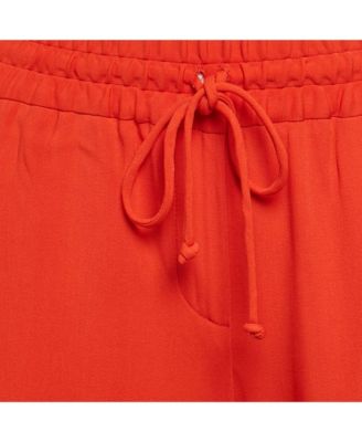 Women's Orange Crepe Drawstring Trousers