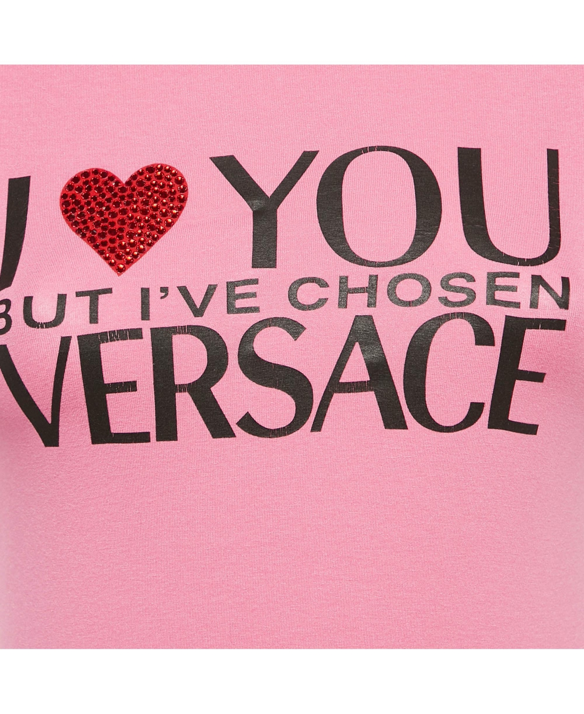 Pre-Owned Versace Women's Pink I Love Versace Print Jersey T-Shirt
