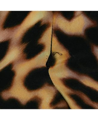 Women's Brown Leopard Print Silk Tie-Up Trousers