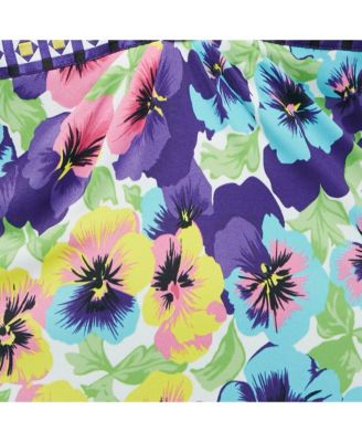 Women's Multicolor Floral Jersey V-Neck Long Sleeve Top