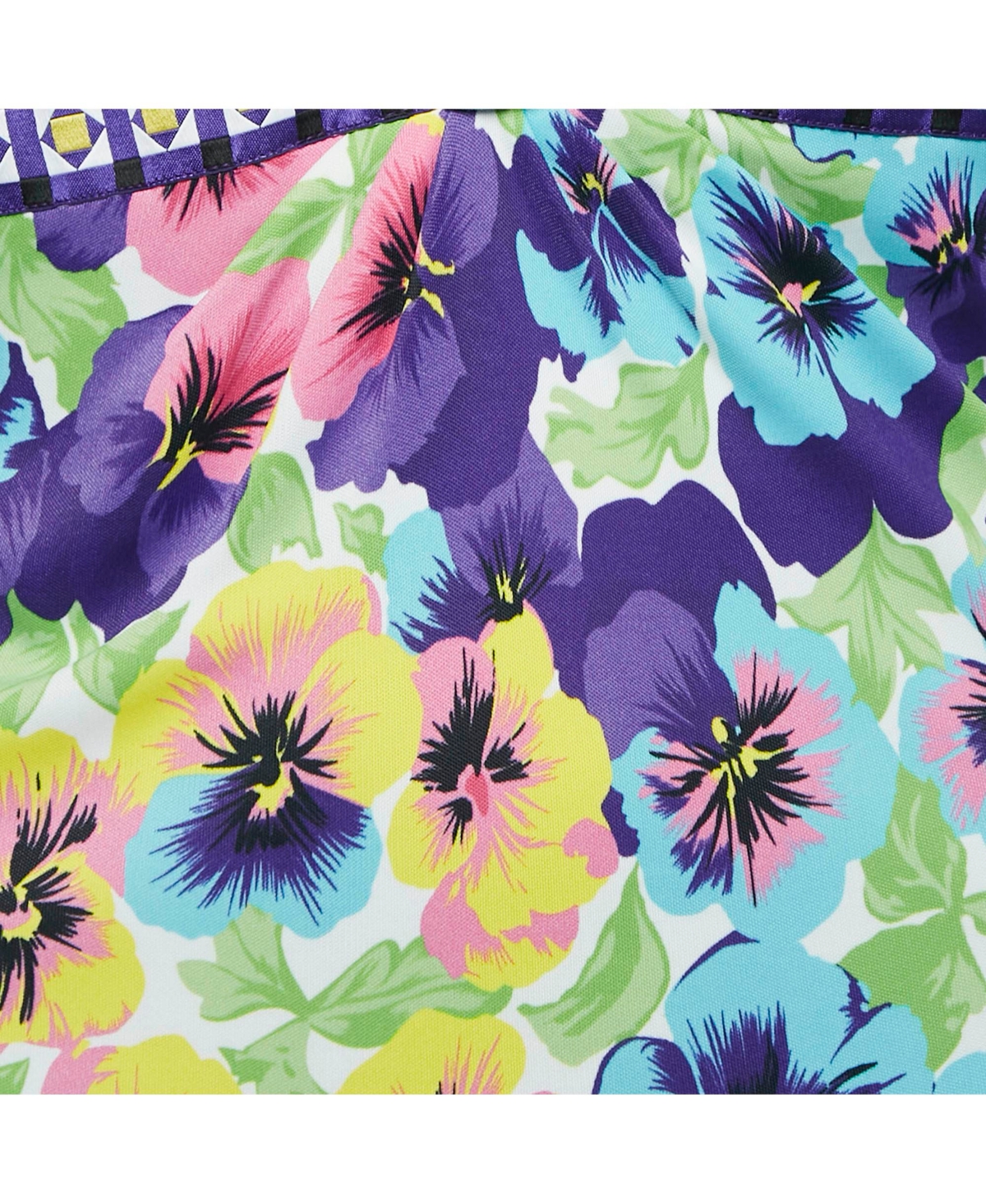 Pre-Owned Versace Women's Multicolor Floral Jersey V-Neck Long Sleeve Top