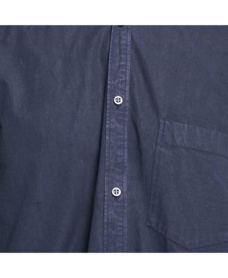 Men's Navy Blue Cotton Logo Print Button Down Oversized Shirt