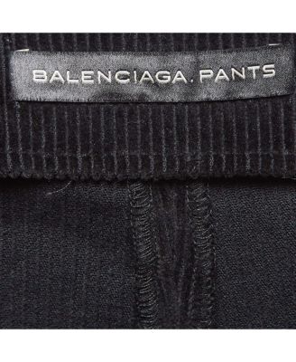 Women's Black Textured Corduroy Slim Fit Trousers