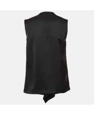 Women's Black Crepe Fringe Detail Sleeveless Top