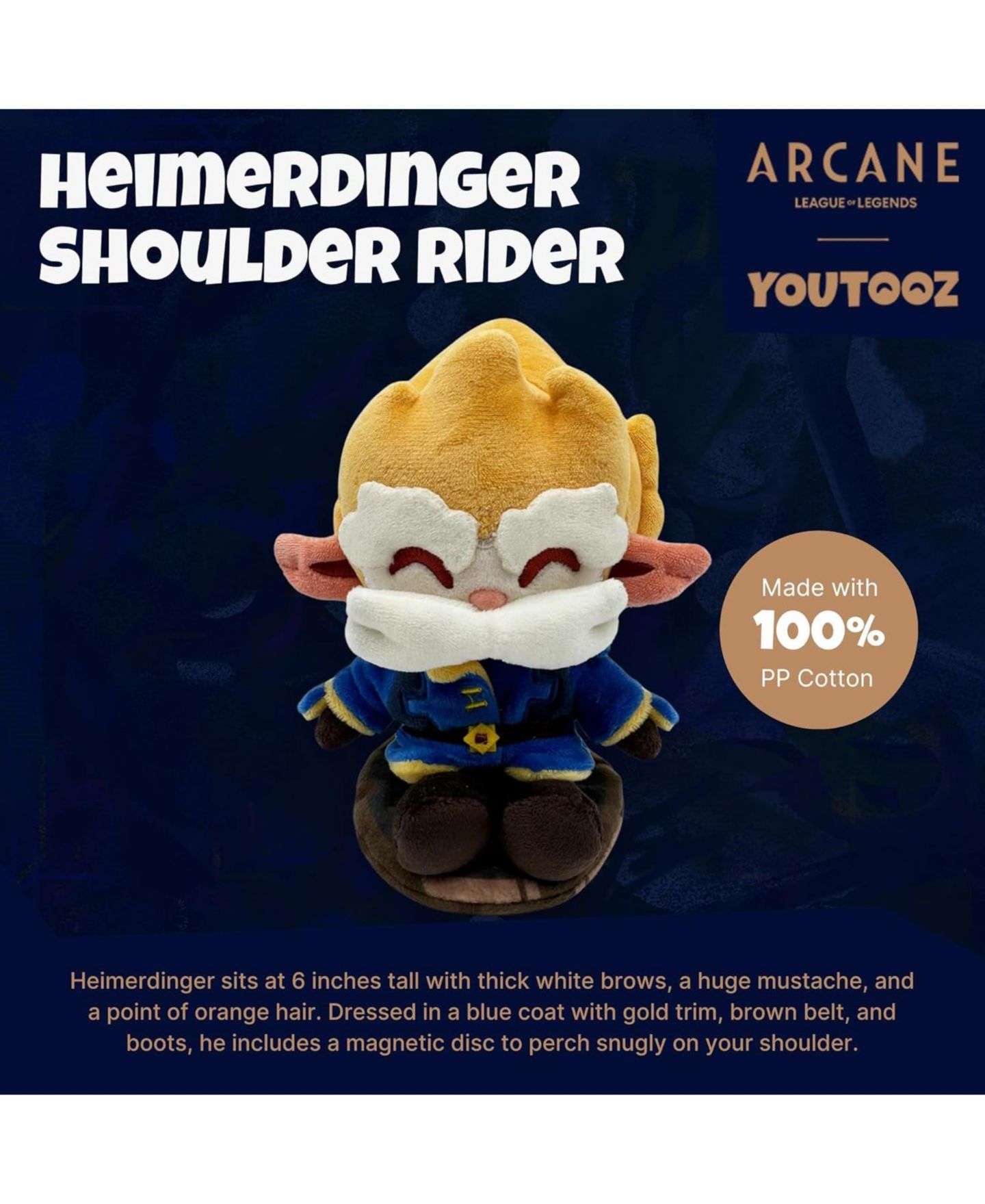 Детская мягкая игрушка Youtooz Arcane Heimerdinger 6" Magnetic Shoulder Rider Plush — фото 4