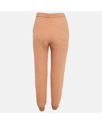 Women's Light Brown Crepe Zip Detail Trackpants