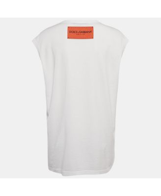 Women's White Cotton L'amore E Bellezza Printed Tank Top