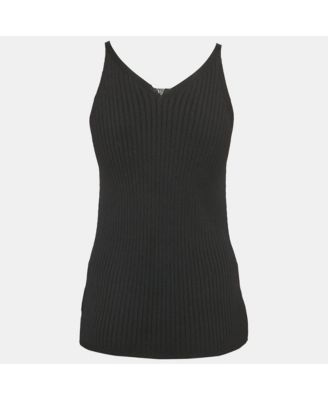 Women's Black Rib Knit Medusa Detail Tank Top
