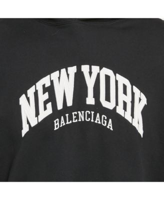 Men's Unisex Black New York Embroidered Cotton Hoodie