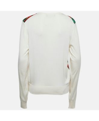 Women's Cream Printed Silk Cardigan