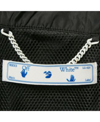 Men's Black Logo Print Synthetic Hooded Windbreaker Jacket