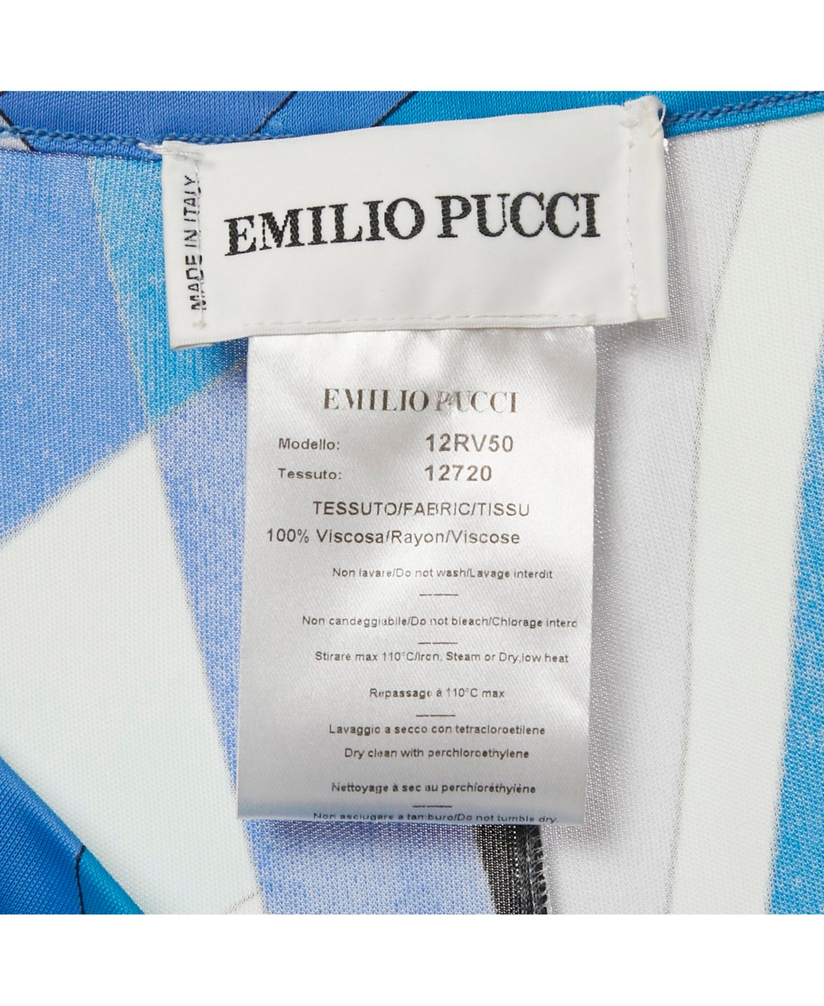 Pre-Owned Emilio Pucci Women's Blue Printed Jersey Maxi Dress