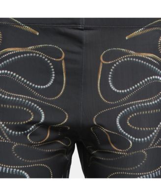 Women's Black Zipper Print Jersey Leggings