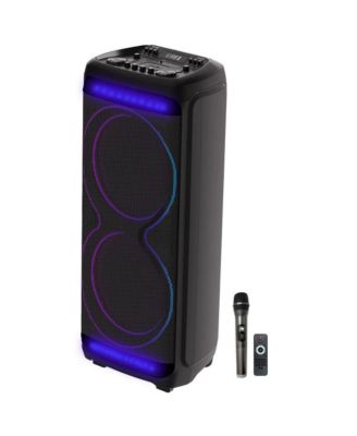 2×15" Bluetooth Light Show Party Speaker with Wireless Microphone and Remote
