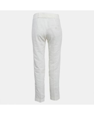 Women's White Linen Blend Tapered Trousers