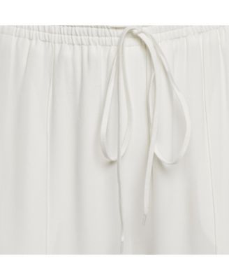 Women's Milk White Crepe Wide-Leg Pants