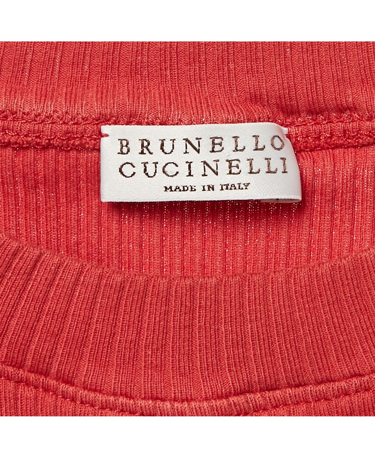 Pre-Owned Brunello Cucinelli Women's Red Rib Knit Monili Detail Tank Top