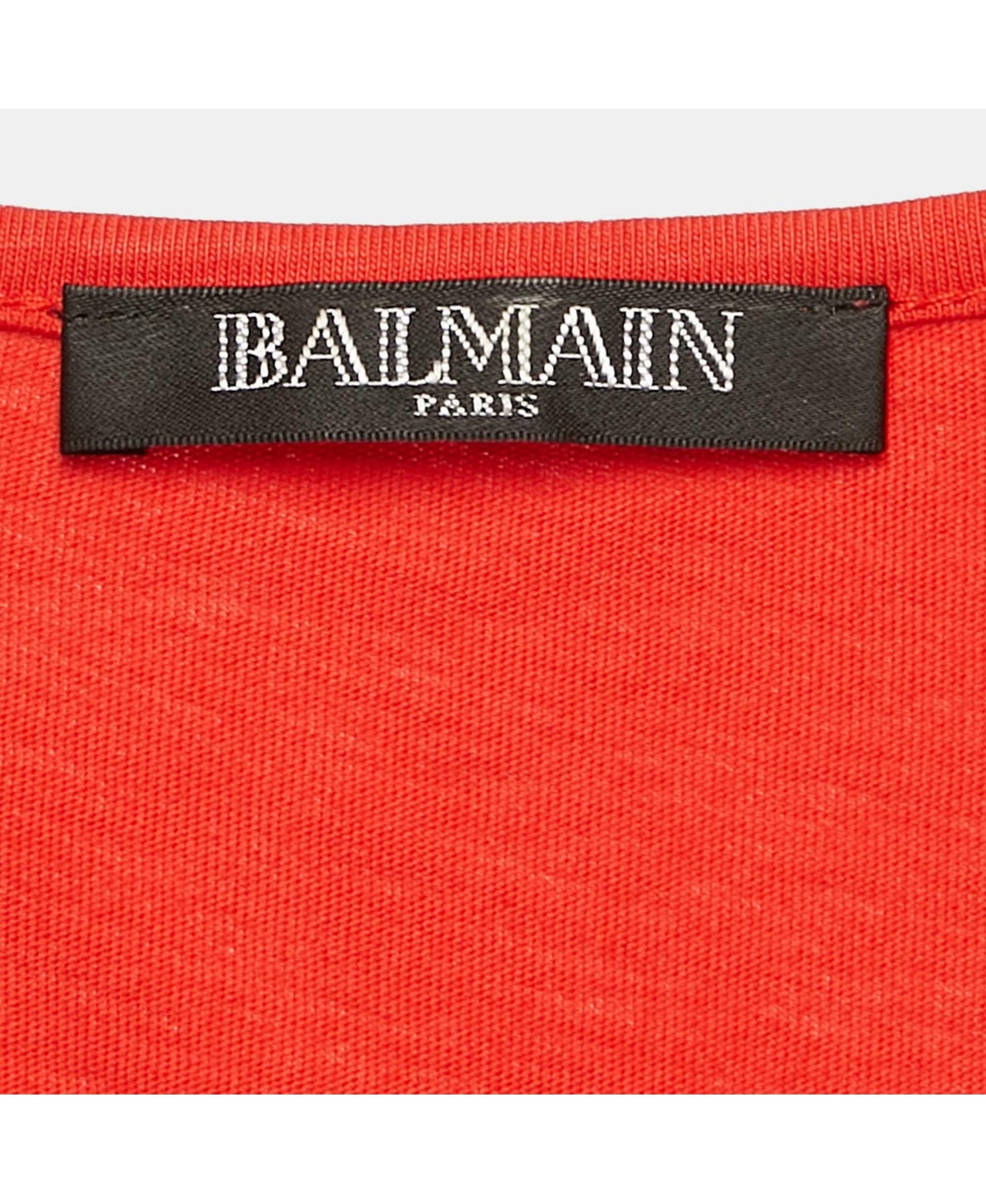 Pre-Owned Balmain Women's Orange Logo Print Jersey Button Detail Sleeveless T-Shirt