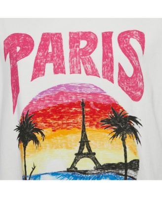 Women's White Printed Cotton Crew Neck Oversized T-Shirt