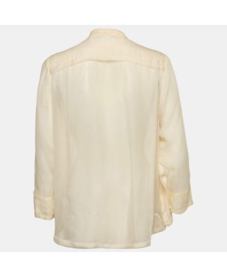 Women's Beige Silk Raw Edge Detail Shirt