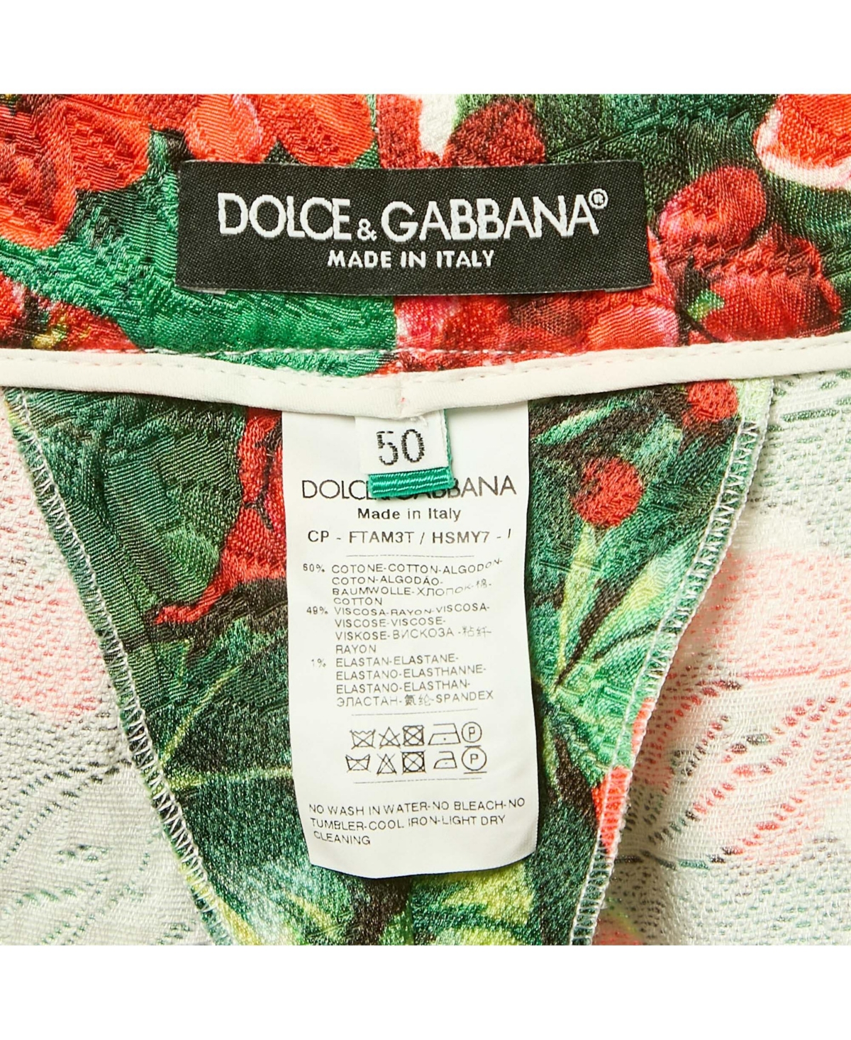 Pre-Owned Dolce & Gabbana Women's Cotton Blend Multicolor Floral Print Capri Pants