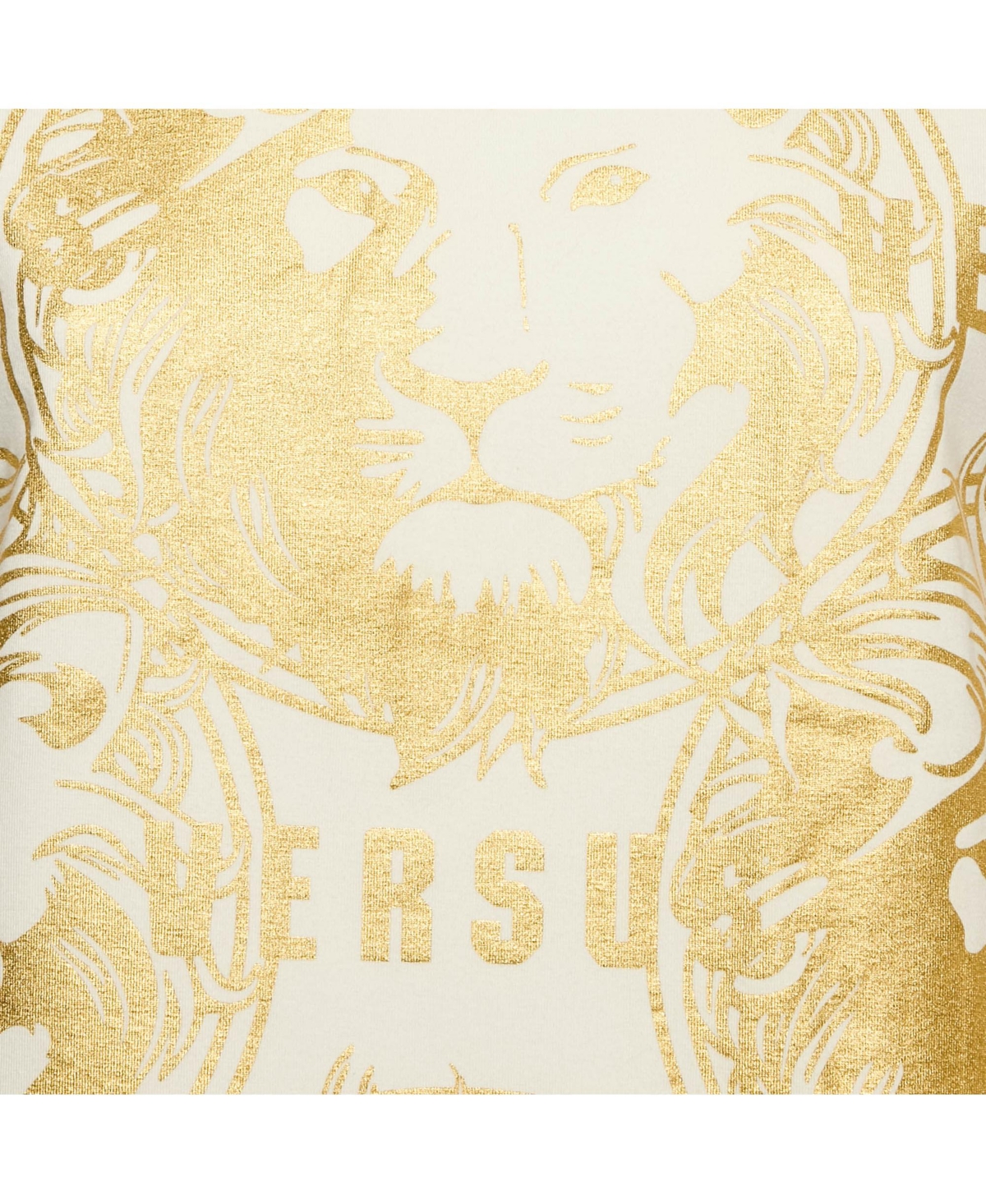 Pre-Owned Versace Women's Pre-Owned Versus Versace White Gold Print Cotton Crew Neck T-Shirt