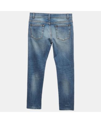 Men's Blue Distressed Denim Classic Jeans