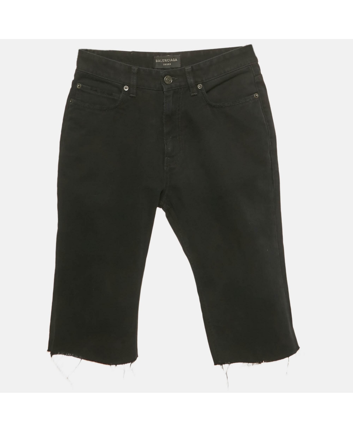 Pre-Owned Balenciaga Men's Unisex Black Denim Raw Edge Shorts