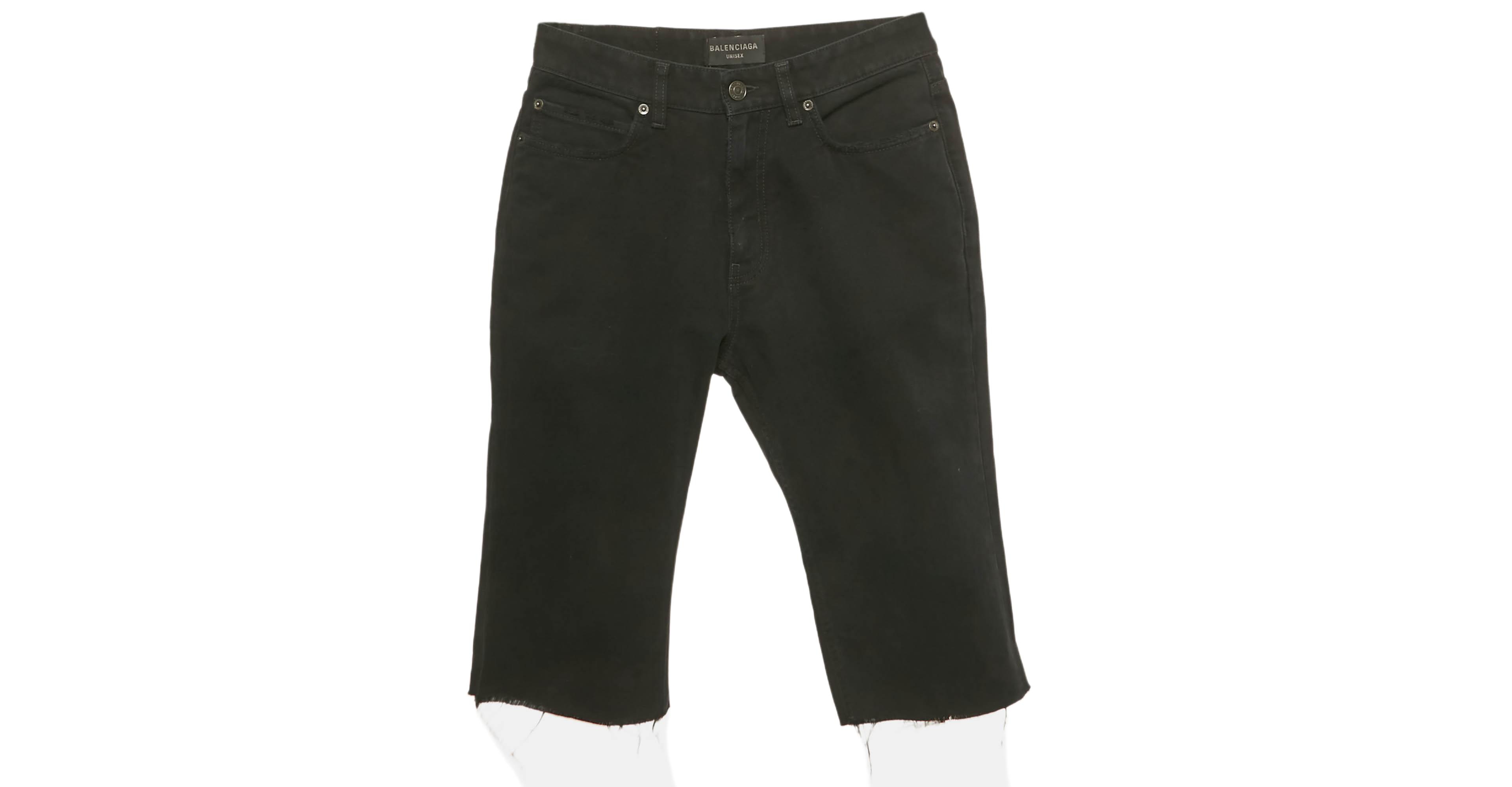 Pre-Owned Balenciaga Men's Unisex Black Denim Raw Edge Shorts