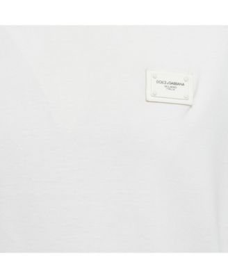 Men's White Cotton Logo Plaque T-Shirt