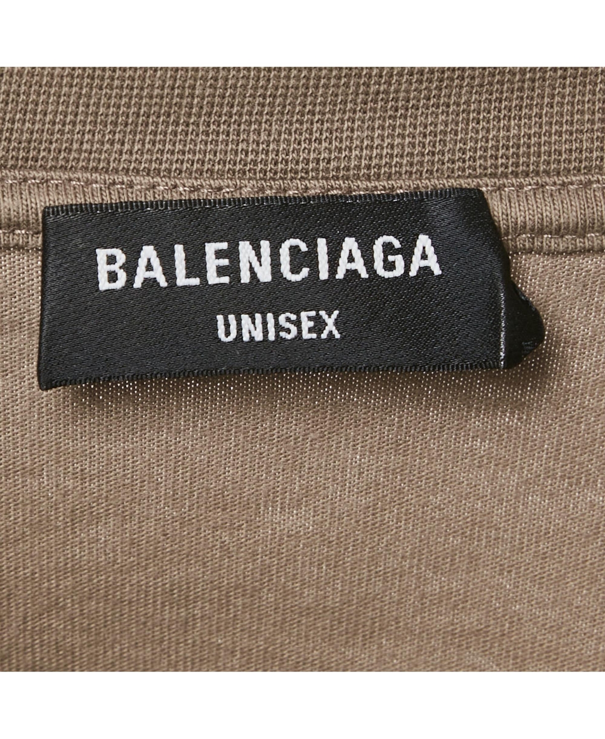 Pre-Owned Balenciaga Men's Unisex Tan Brown Logo Embroidered Cotton T-Shirt