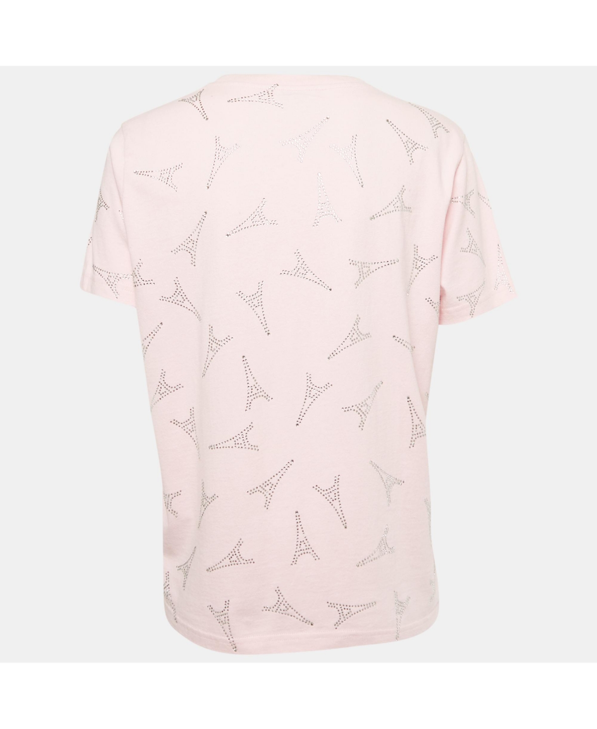 Pre-Owned Balenciaga Women's Pink Eiffel Tower Crystal Jersey T-Shirt