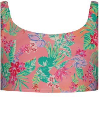 Girls' 7-16 Floral Printed Swim Top and Bottom, 2-Piece Set