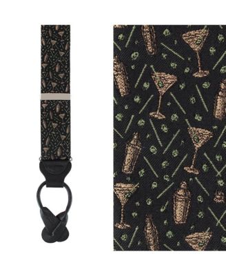 Men's Happy Hour Martini Fun Novelty Silk Button End Suspenders
