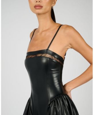 Women's Lace Panel Corset Midi Dress