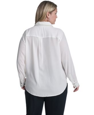 Plus Size Long-Sleeve Button-Down Top