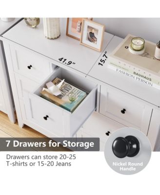7 Drawers Dresser for Bedroom, Farmhouse Wood Dressers & Chest of Drawers for Clothes