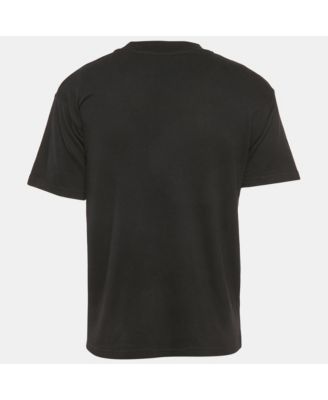 Men's Black Painted Logo Cotton Crew Neck T-Shirt