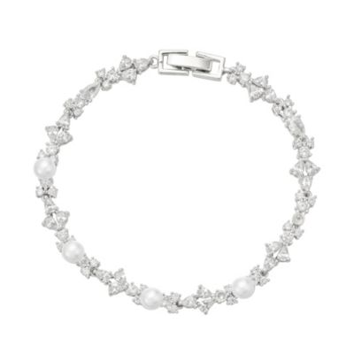 Opulent Pearl and Crystal Bracelet - Silver 58$