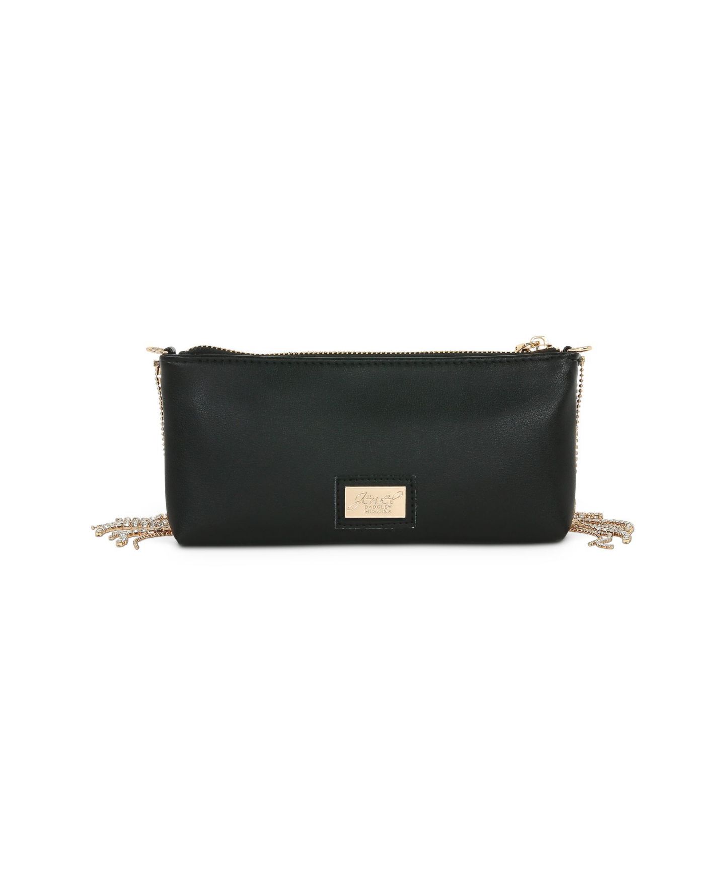 Женская сумка Jewel Badgley Mischka Piper Crystal Fringed Leather Zip Top Crossbody, цвет: Чёрный — фото 3