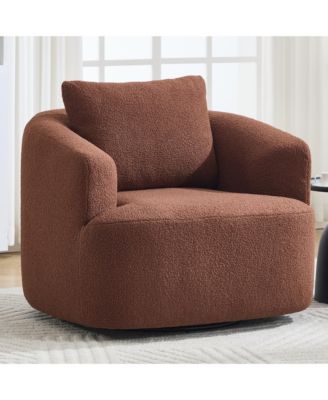 Boyelliving Mid-Century Modern Accent Chair, Armchair Living Room Chair, Comfy Single Sofa Chair, Polyester Fabric Chair for Living Room