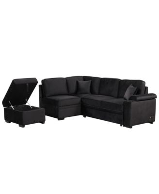 84.75" Sleeper Sofa Bed,2 in 1 Pull Out sofa bed L Shape Couch with Storage Ottoman for Living Room,Bedroom Couch and Small Apartment