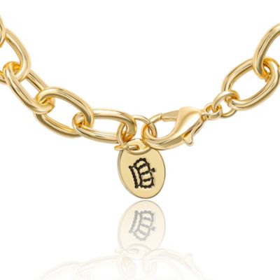 Pave Initial Charm Bracelet - 7.5'' Gold Tone Link