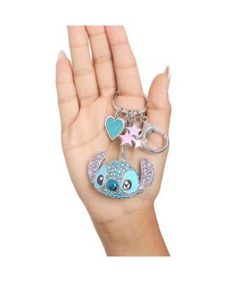 Stitch Pave Crystal Keychain with Heart & Star Charms