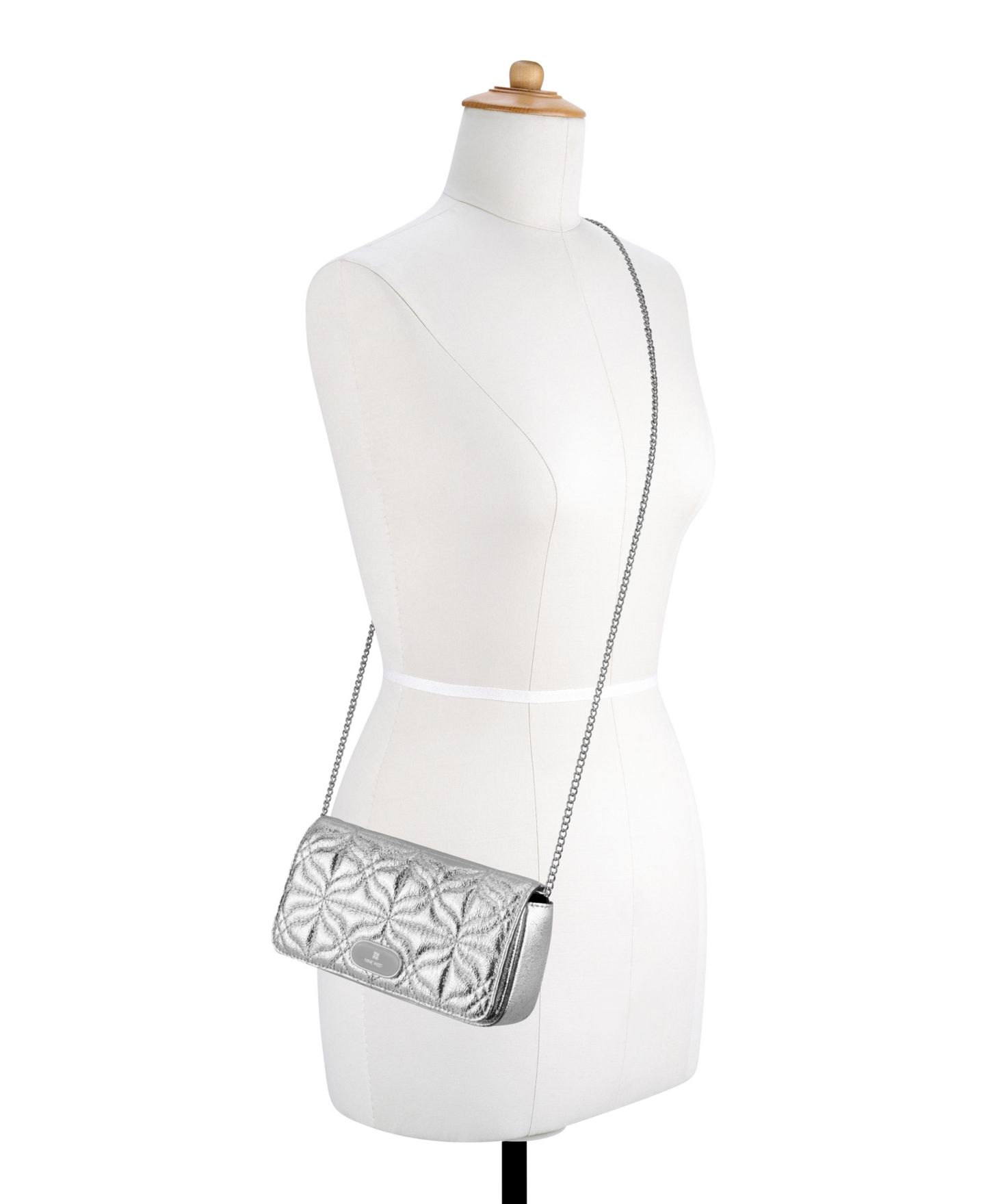 Женский клатч Nine West Calisa Phone Case Crossbody Clutch, цвет: Серебряный — фото 5