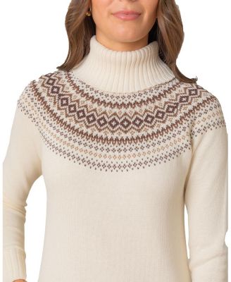 Women's Organic Long Sleeve Turtleneck Intarsia Sweater Dress