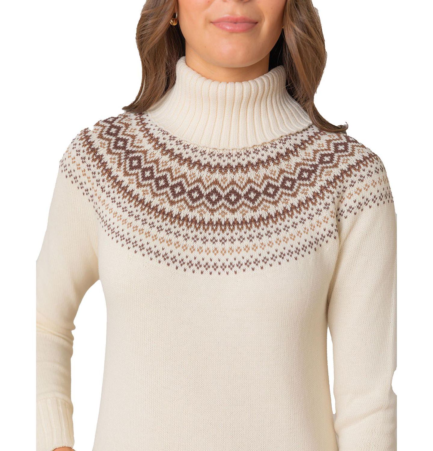 Женское платье Hope & Henry Organic Long Sleeve Turtleneck Intarsia Sweater Dress, цвет: Слоновая кость — фото 2