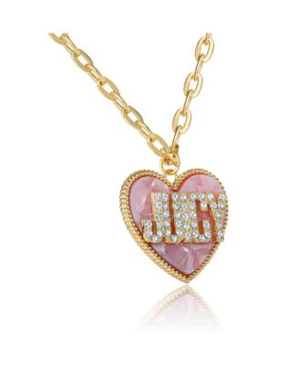  JUICY  Heart Pendant Necklace, Gold Tone with Pink MOP
